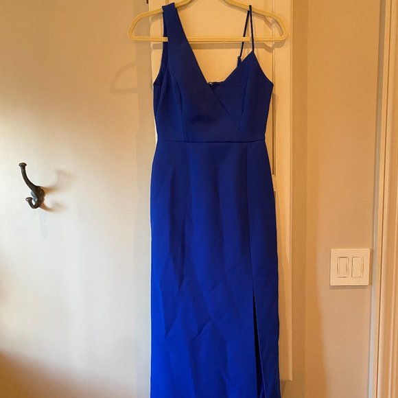 BCBGMAXAZRIA Asymmetric Side Slit Formal Dress in Royal Blue, Size XS (2) - Picture 3 of 5